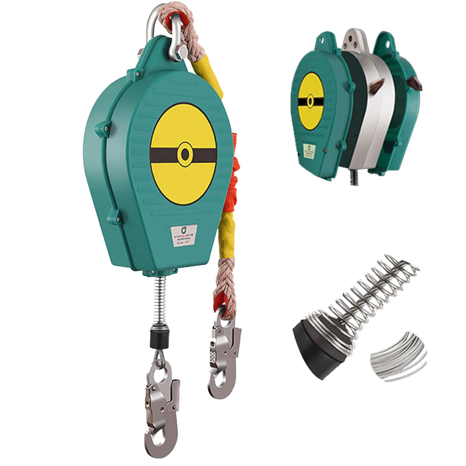 XBSXP Retractable Lanyard Fall Protection, Self Retracting Lifeline Cable-Single Leg, Double Brake System, Safety Harness Tool Lanyard with Steel Hook, Thermoplastic Shell+wire Rope