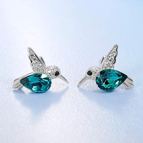 Miniatura 2 de Jewever Pendientes de plata de ley 925 con circonita cúbica azul para mujer, regalo de joyería plateada