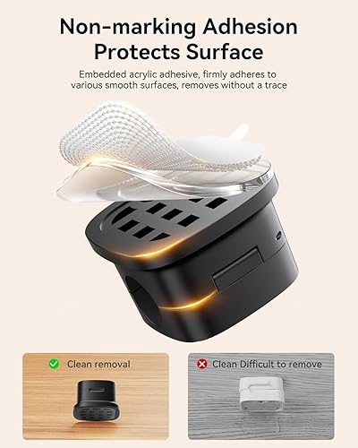 Miniatura 6 de Rocoren - Paquete de 6 organizadores de cables para organizar cables, clips magnéticos para cables, 1 cerradura, clip adhesivo de escritorio,