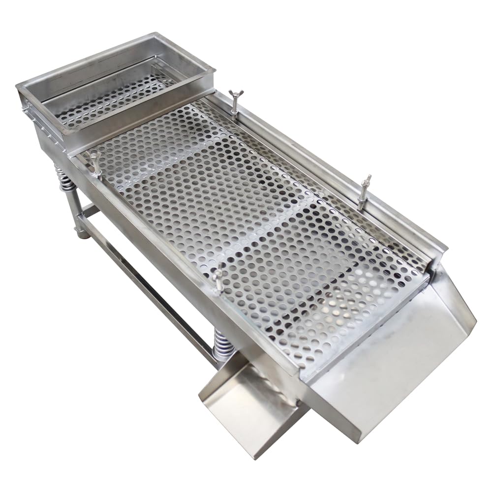 WYDDDARY Small Stainless Steel Linear Screen JG30-75 Electric Linear Sifter Machine Straight Vibrating Sieve Shaker 12mm Round Hole Mesh Single Layer Single Motor 110V
