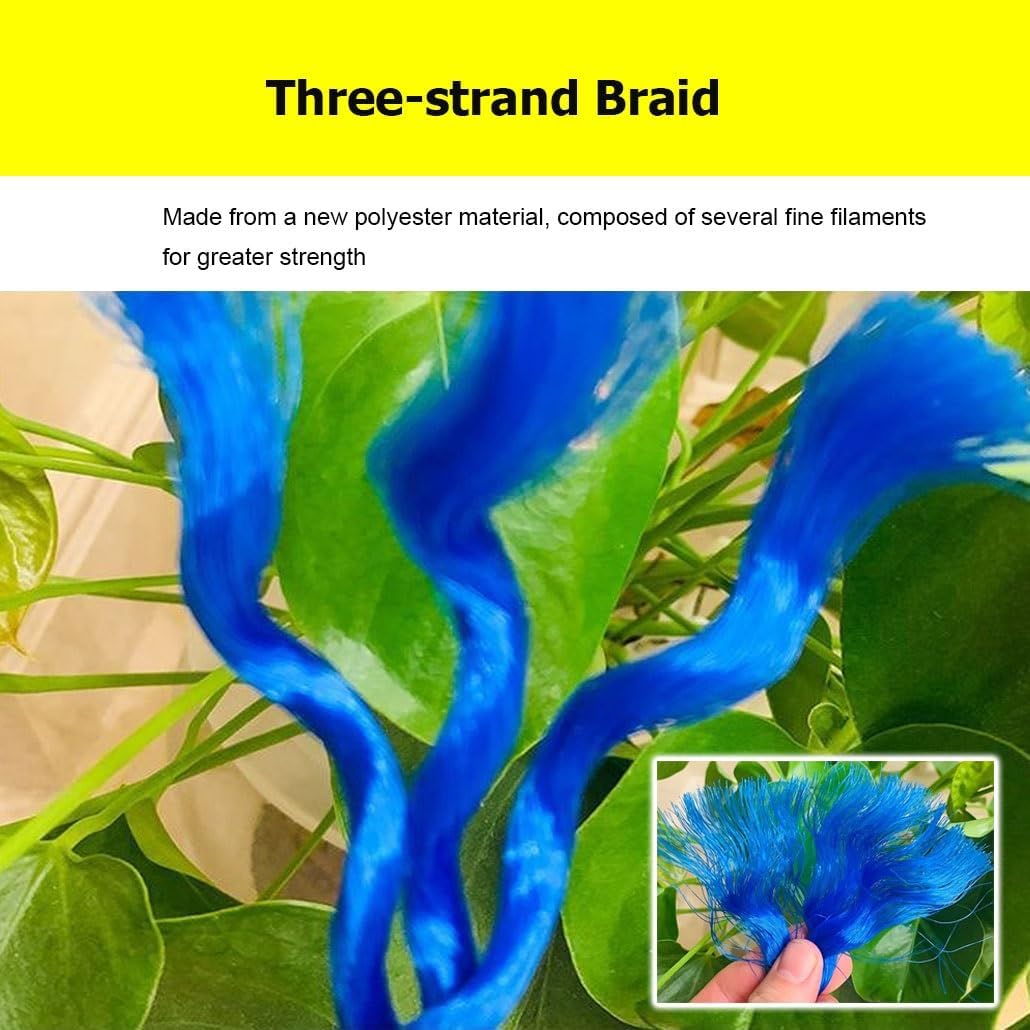 3-Strand Braided Polyester Rope, 10-100 M Multipurpose Arborist Rigging Bull Rope for Clothes Line, Marine, Pulling, Camping, Rescue, Hiking, Swing, Greenhouse(Blue,12mmx10m/0.47" x32')