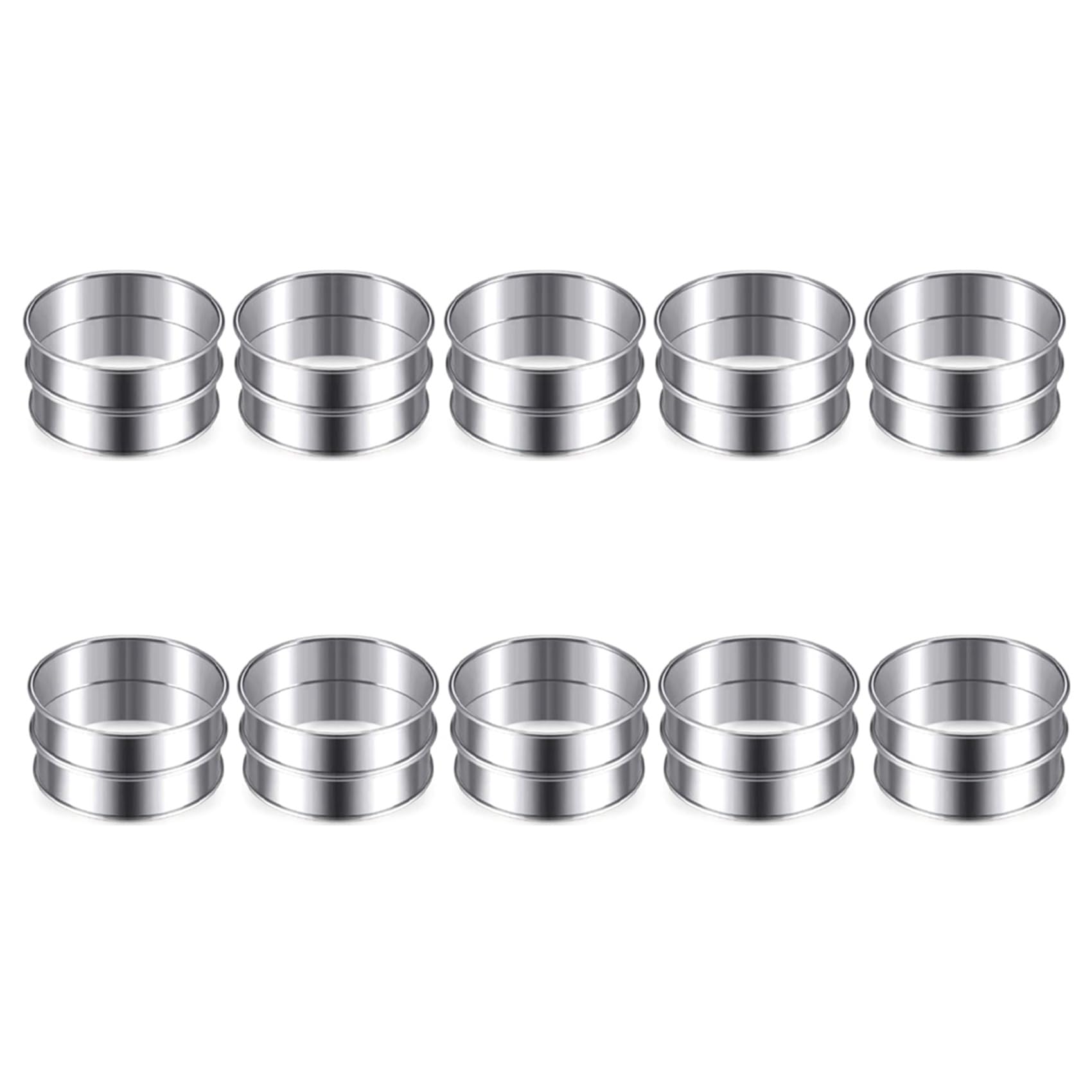 Hndhbfgrt 20 Pcs Double Rolled Tart Rings Stainless Steel Muffin Rings Crumpet Rings Round Tart Rings for Home Food