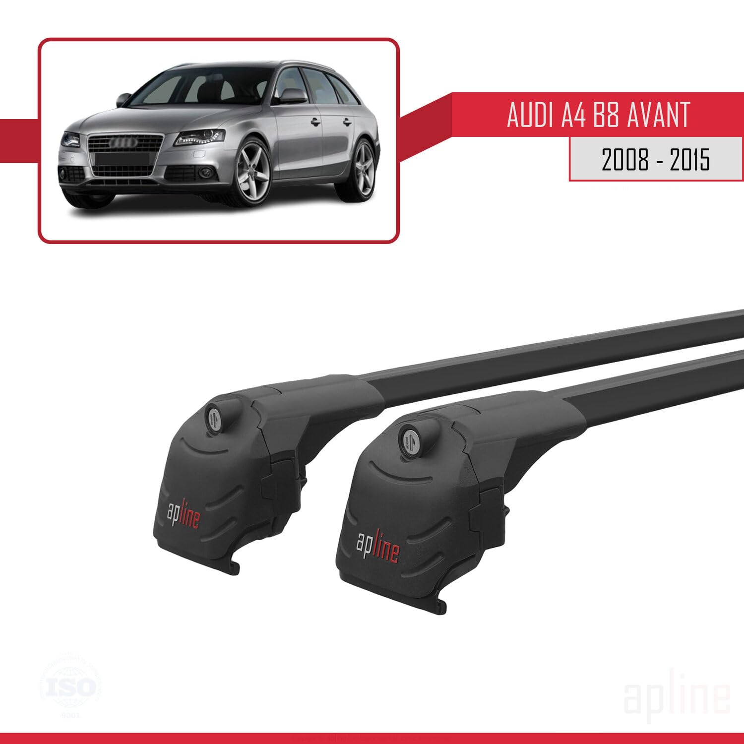 Compatibile con Audi A4 (B8) AVANT 2008-2015 Barre Portatutto ACE-2 Portapacchi Barre Tetto NERO