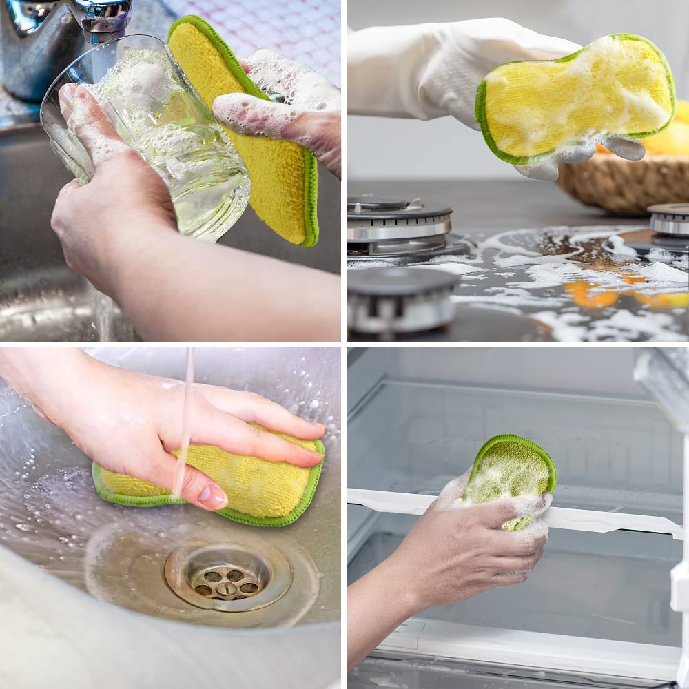 2 Stück Scheuerschwämme Rund Gelb - Saugstarke Reinigungsschwämme Für Küche & Haushalt