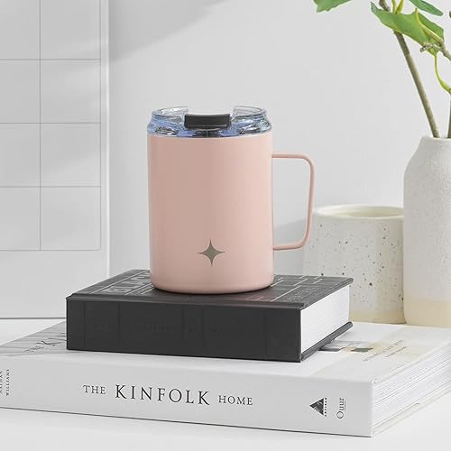 Miniatura 5 de JoyJolt Vaso triple aislado con asa Vaso de 12 onzas con tapa Sellado al vacío forrado de cobre vasos de acero inoxidable de doble pared Taza de