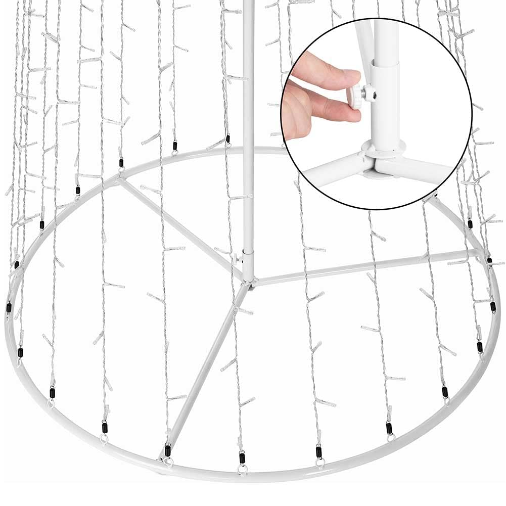 Albero di Natale Luminoso Altezza 220cm con 592 Luci 8 Giochi di Luce Struttura in Metallo Base 80cm Puntale a Stella Decorazioni Natalizie Interno Esterno IP44 (Bianco Caldo)