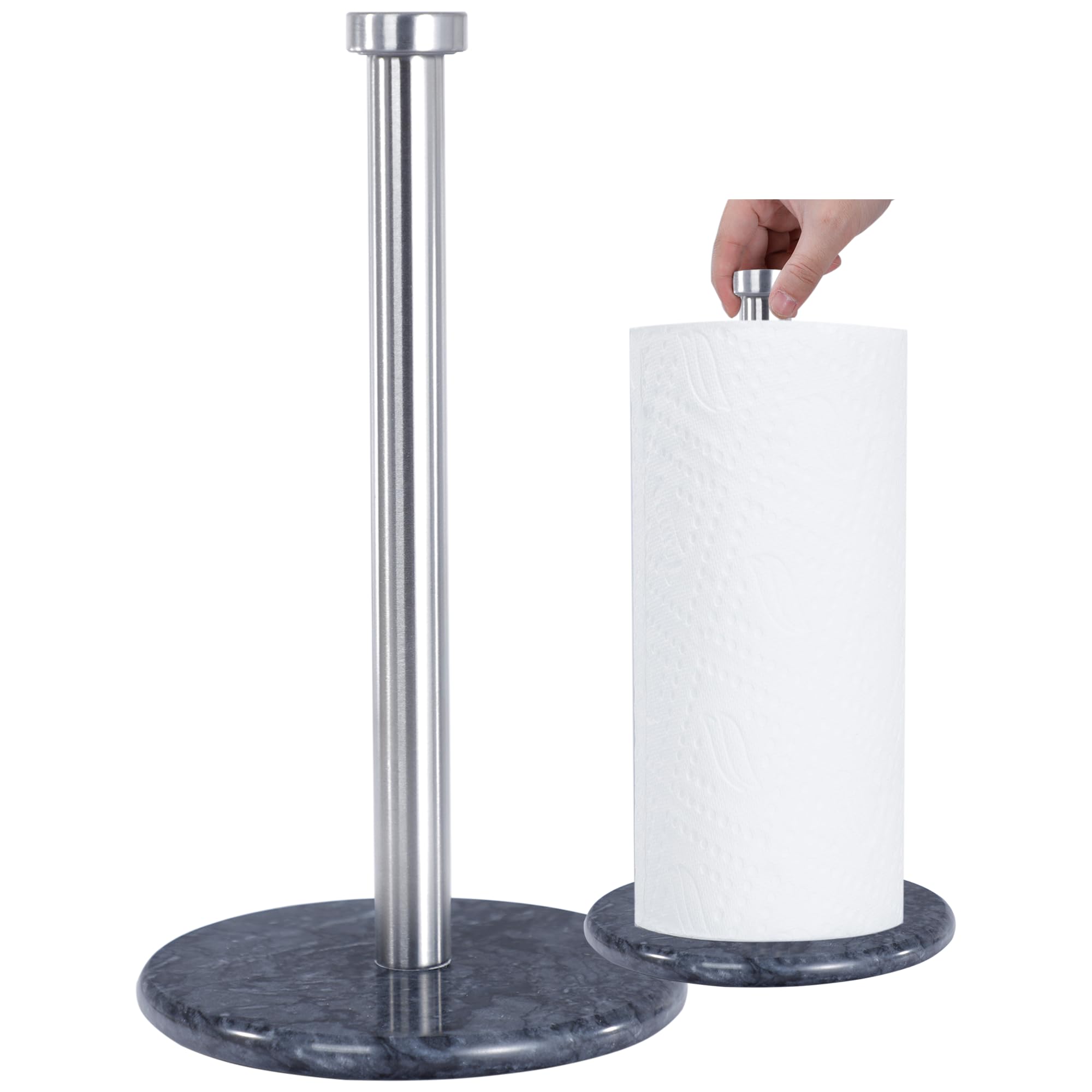 Soporte para toallas de papel con base de mármol, dispensador vertical de rollo de papel de 13 x 7 pulgadas con base antideslizante pesada para un fácil desgarro con una sola mano, para encimeras,