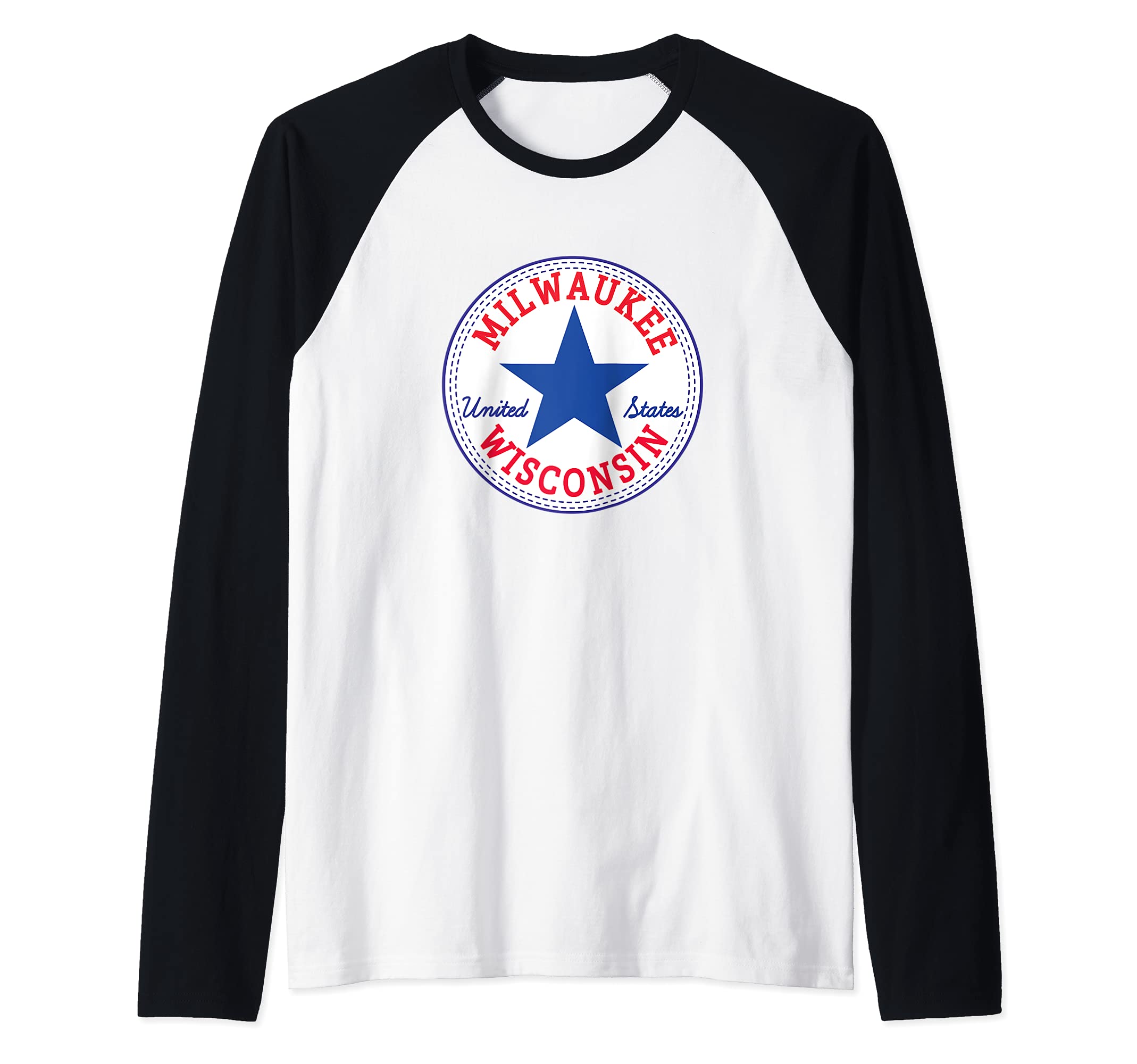 Milwaukee Wisconsin United States USA Outdoor Skater Outfit Raglan Baseball Tee, Black