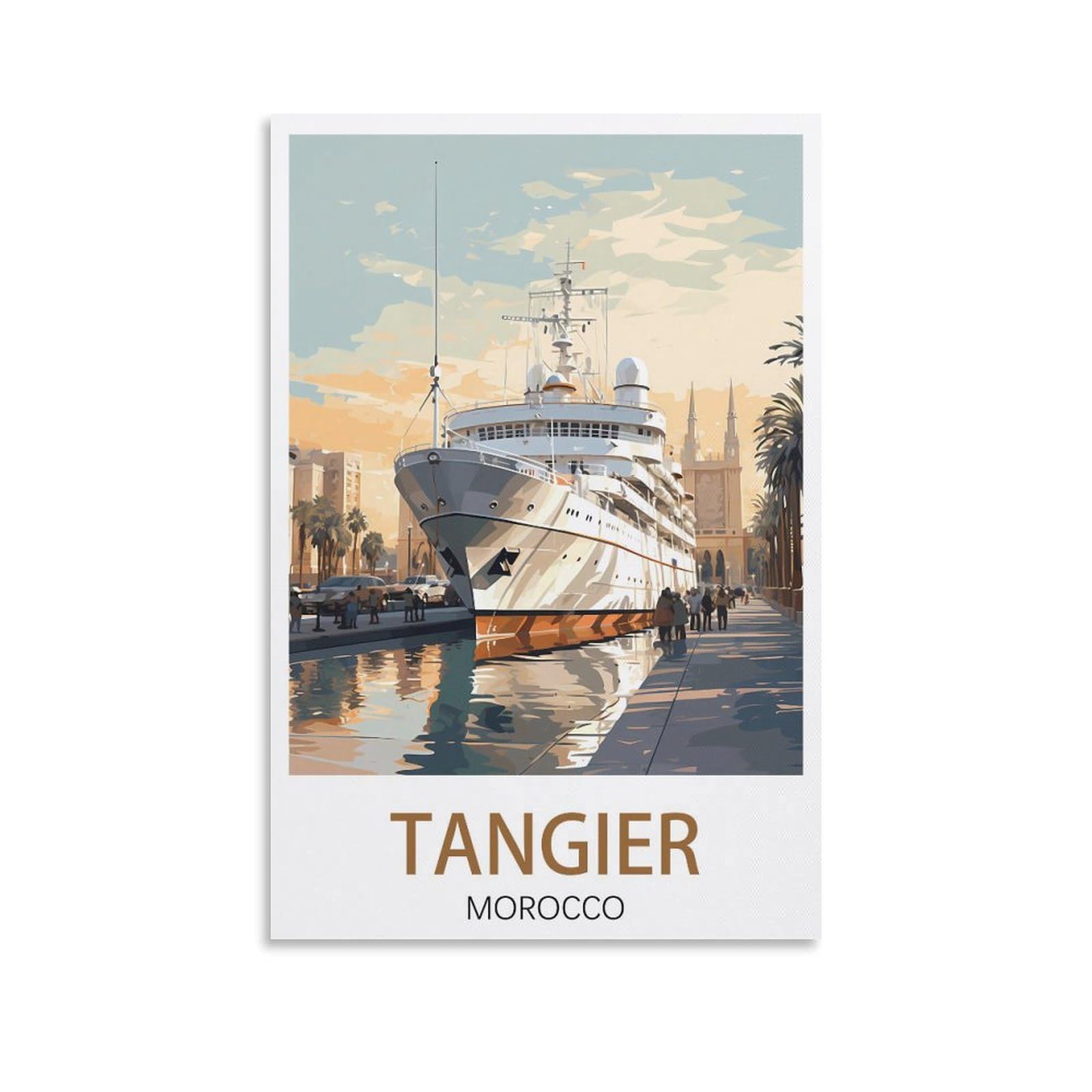 GuYaNa Tangier Morocco Vintage Travel Posters Landscape 08x12inch(20x30cm) Canvas Wall Art Print Painting for Wall Decor Living Room Bedroom