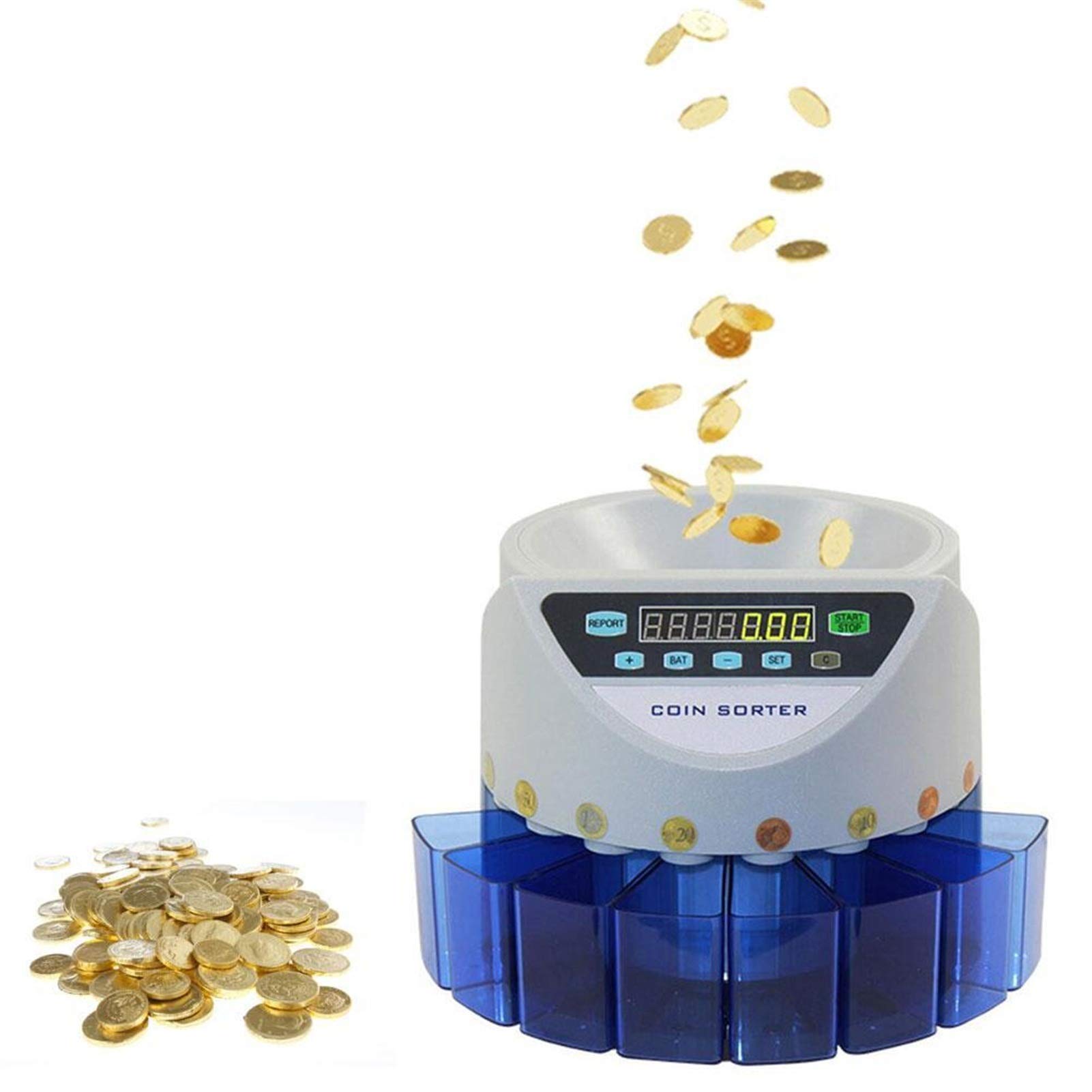 XENITE Counter Electronic Coin Counter 7 Digit Nixie Tube Display Countable Coins Sorter 8 Currency Containers Convenient Coins Sorting Machine Digital Counter counter