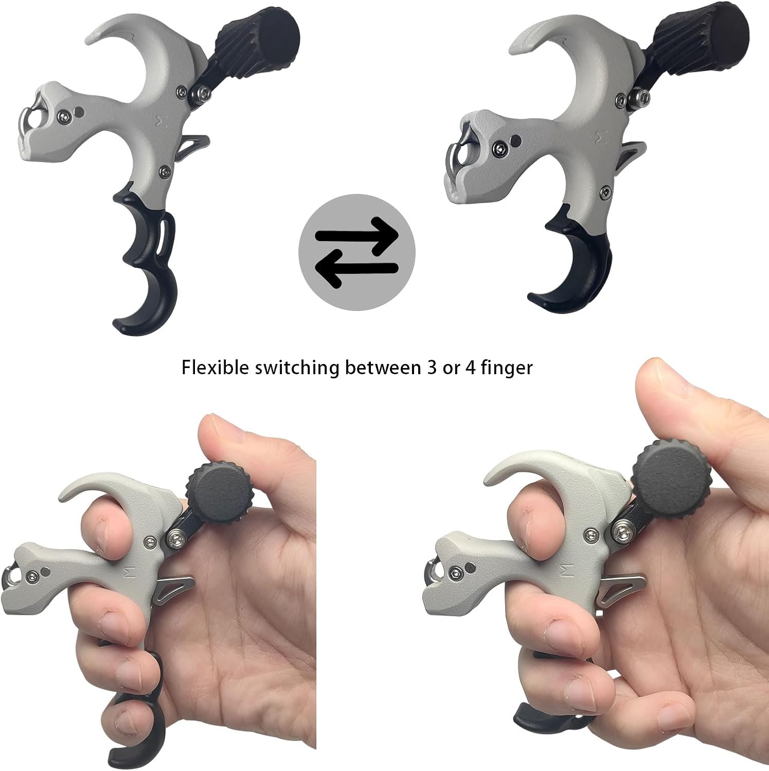 Thumb Release for Compound Bow,Copper Material Archery Release Aids,3 or 4 Finger Adjustable,Bow Trigger Release for Hunting,for Left and Right Handers.