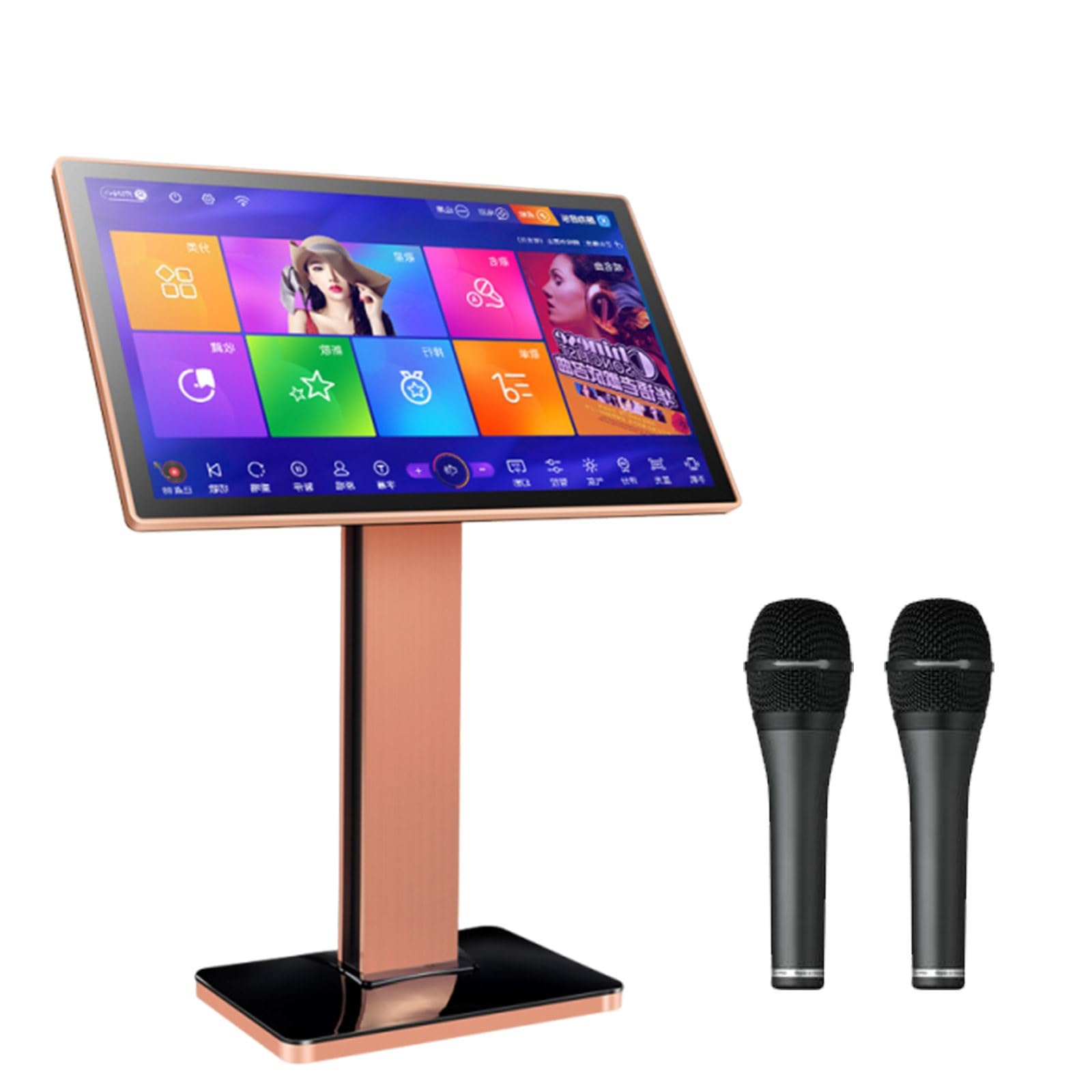 Display Testi All-in-One Karaoke Con 2 Microfoni Wireless, Effetti Audio, Controllo App, Bluetooth E Streaming Online per Feste E Party(Standing22in,4TB)