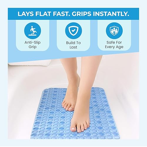 Miniatura 3 de Splash Home Tapete antideslizante para bañera con 86 ventosas, tapete de ducha antimoho para bañera interior, antideslizante, resistente al moho,