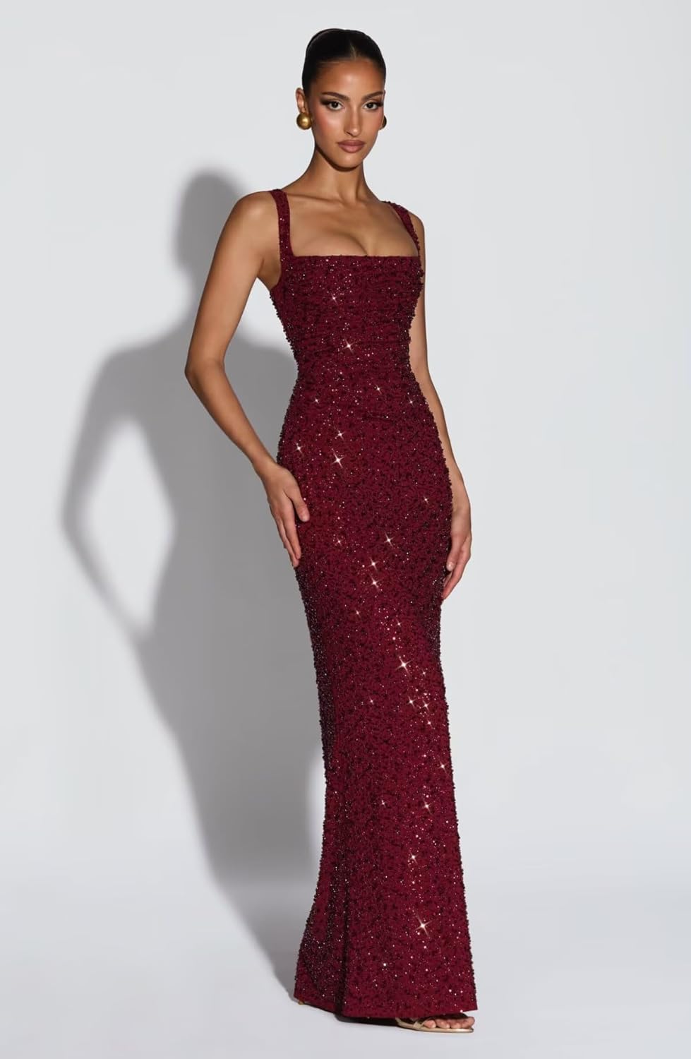 CuteMe Mermaid Sequin Prom Dress Long for Women Corset Sparkly Spaghetti Straps Ball Gowns CC040