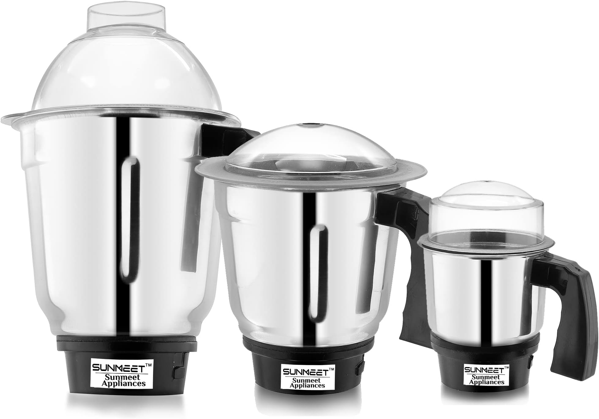Sunmeet Heavy Quality Dry, Liquid, Chutney Jar Set of 3 (350, 700, 1000 ML) SA11, Silver Pack of 3