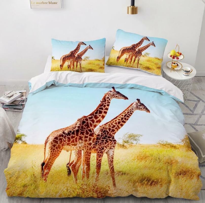 Parure de lit enfant 90x190 girafe pour transformer la chambre en douce savane