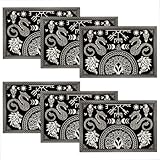 WADORN Set de 6 Set de Table Black Viking, 45x30cm Sets de Table Esthétiques Runes Drakkar Celtiques Motif Arbre de Vie Corbeau Dragon Lavables pour Maison Cuisine Vacances Mythologie Vegvsir Fête