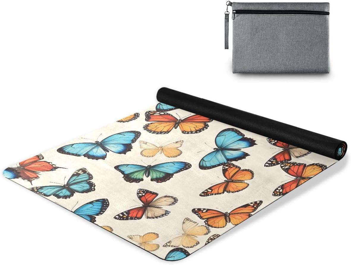 ALAZA Butterfly Pattern Yoga Mat Non Slip Fitness Exercise Mat, Workout Mat for Yoga, Pilates and Floor Exercises