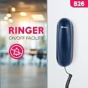 Beetel B26 Slim Corded Landline Phone,Ringer Volume Control,Wall/Desk Mountable,Ringer On/Off Switch,Clear Call Quality,Compact Design,Tone Pulse/Flash/Redial Function (Made in India) (Blue)(B26) gallery image