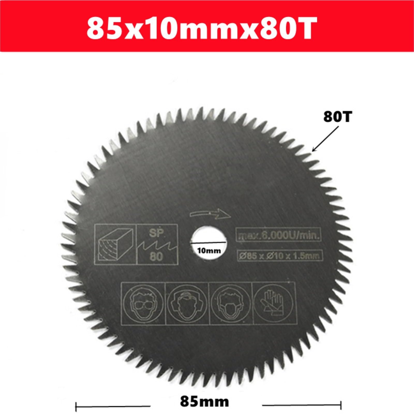 Brzeszczot do cięcia metalu 1PC 85mm Mini piła tarczowa przysłona 10/15mm brzeszczot do drewna ostrze z twardego stopu obróbki(85x10mmx80T)