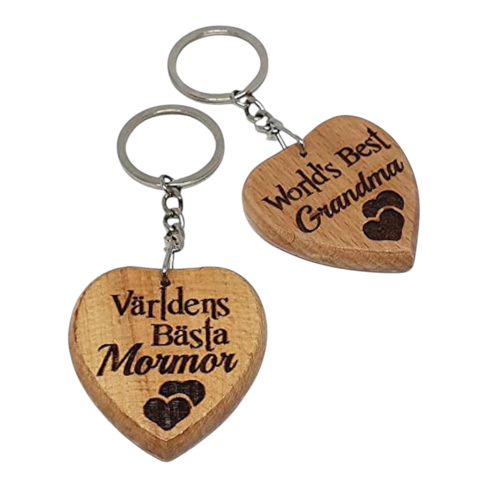 Mormor Grandma Swedish Engraved Wooden Keyring Keychain Gift Världens Bästa Mormor