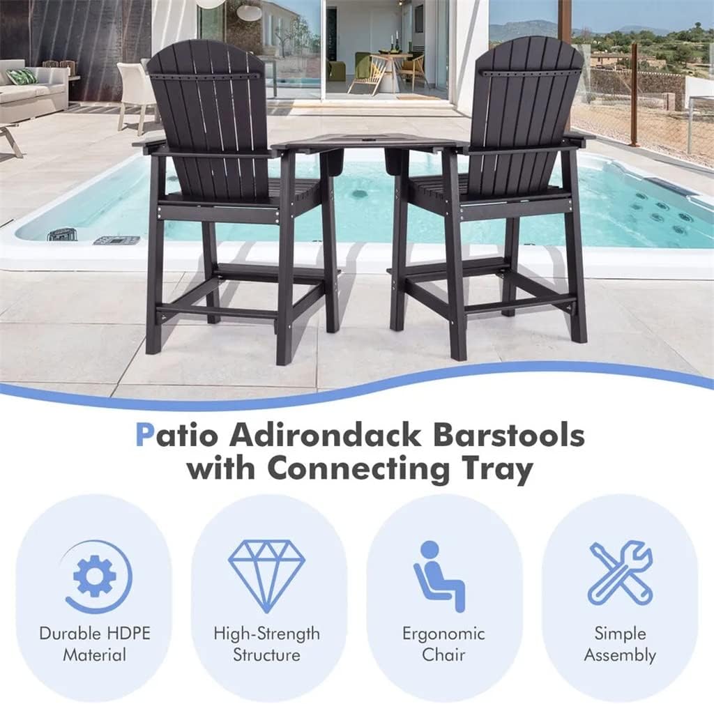 2 Piece High Chair Barstool Connecting Tray Patio Feet Black