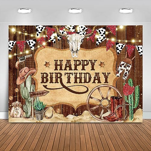 Fondo Fotográfico Western 7x5ft para Cumpleaños miniatura 1