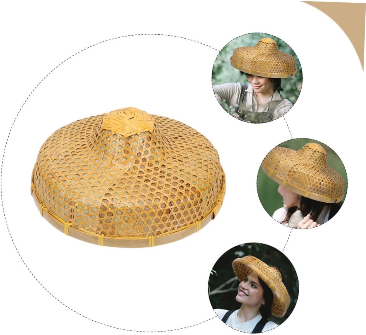 Didiseaon Woven Farmer Hat Wide Brim for Sun Blocking Cap for Outdoor Activities Travel and Farming Khaki
