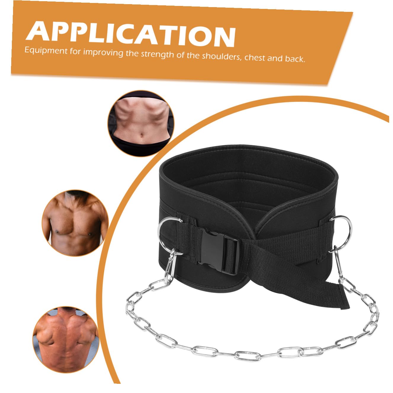 Cintura per Zavorra da Fitness con Catena, Nylon e Ferro | Weight Training, Nera, Design Sagomato Avvolgente, Fibbia Spessa e Catena Lunga