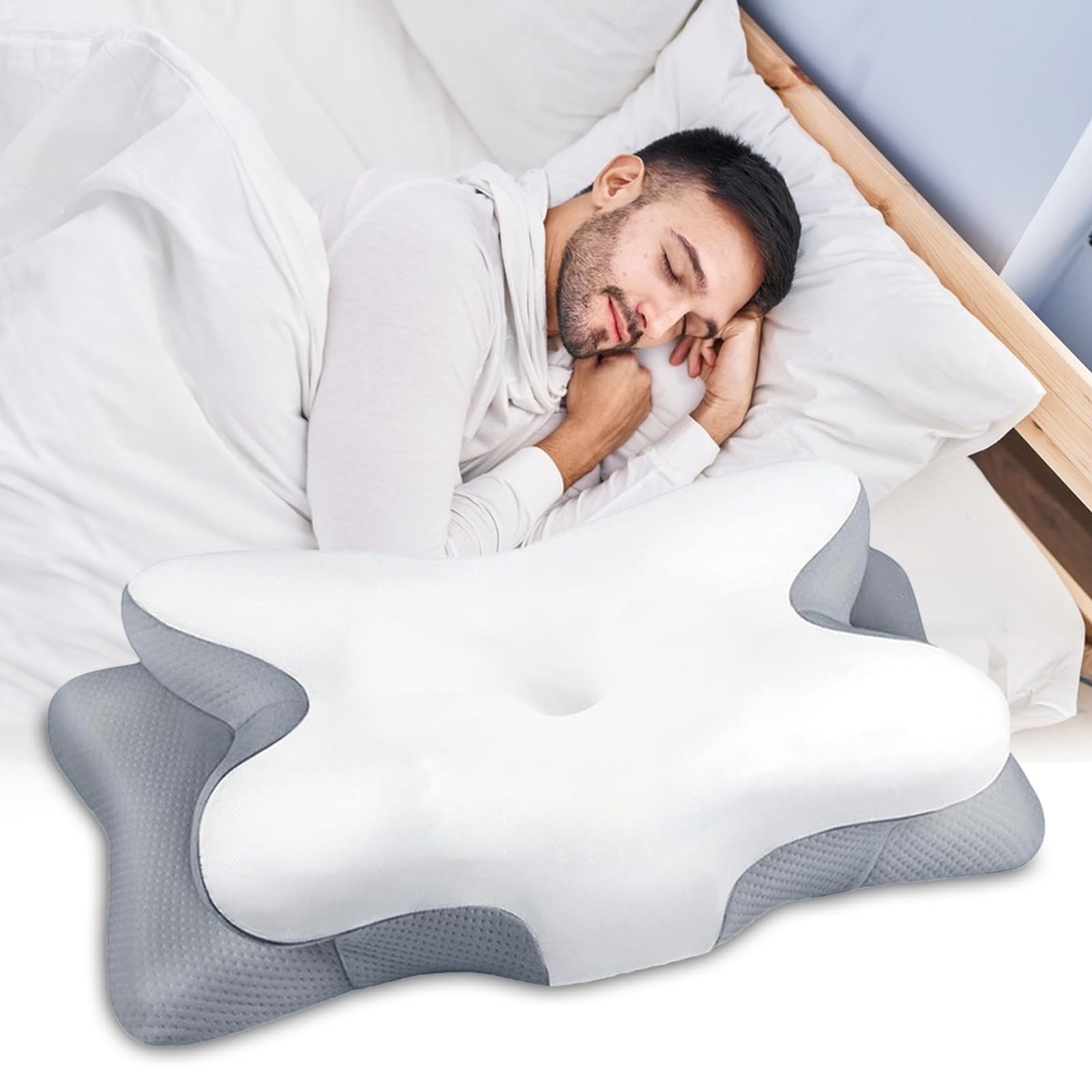 Memory-Bettkissen Atmungsaktive Weiche Nackenstütze Bettware | Rücken- und Seitenschläfer Memory--Kissen Bett, Frauen, Männer, Senioren, Erwachsene, Hotel, Reise, Camping,