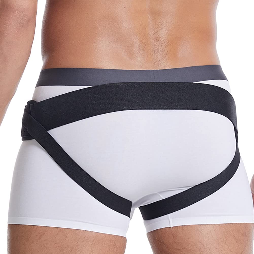 Hernienunterstützung für Männer und Frauen – Herniengürtel, Truss-Bandage für einzelne/doppelte Leistenbrüche, Sporthernien, 2 abnehmbare Kompressionspolster und verstellbare Leistengurte, Schwarz,