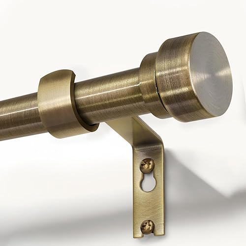 Miniatura 14 de Barras de cortina de oro cálido para ventanas de 72 a 144 pulgadas de longitud ajustable, resistentes, de 1 pulgada de diámetro, de latón, largas