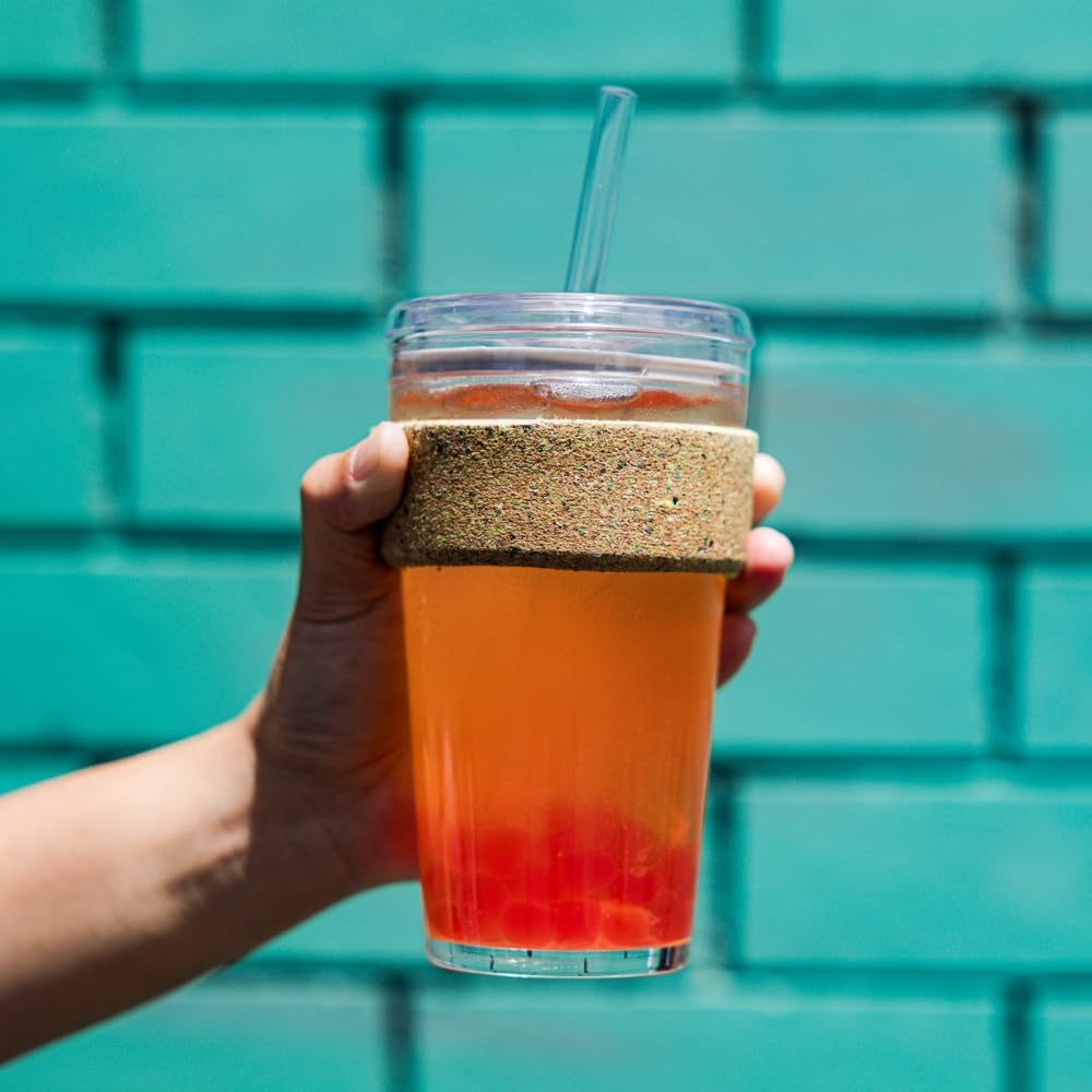 KeepCup Cold Cup - Brew Cork Tempered Glass Ice Coffee Tumbler with Recovered Cork Band, Lid and Straw - 16oz (454ml) - Image 7