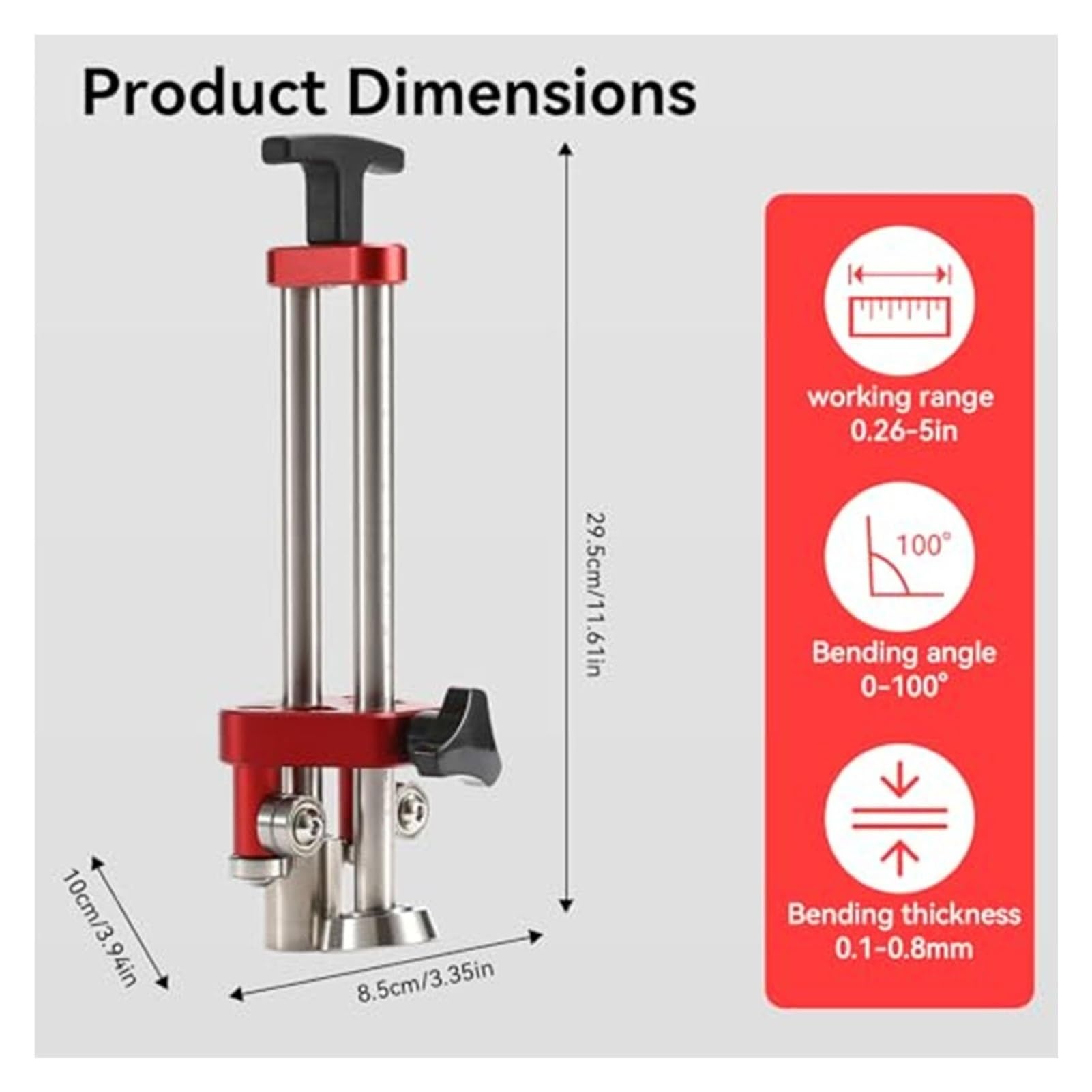 Herramienta de doblado de rodillos de chapa, ajustable de 0 a 100 grados, diseño de rodamiento oblicuo para placas de hierro, ideal para proyectos de fabricación de metal