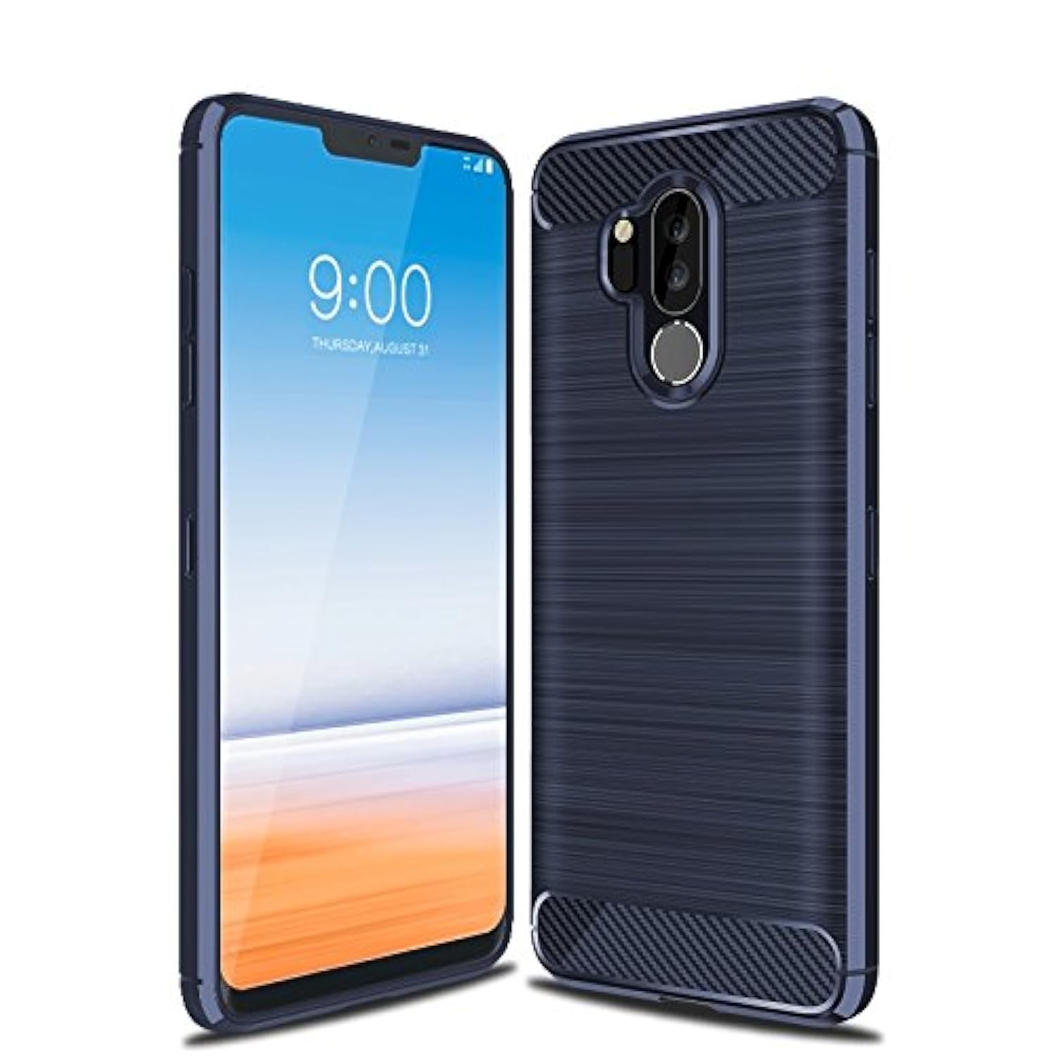 Case for LG G7, Carbon Fiber Shock Absorption Slim Flexible Case for LG G7 ThinQ (Blue)