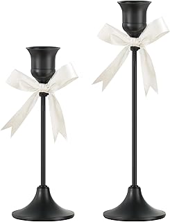 FSyueyun Black Candle Holder Set of 2, Elegant Metal Candlestick Holders for Vintage Taper Candle Holders, Perfect for Table Centerpieces, Fireplace Mantels, Home Decor, Weddings and Party Decorations