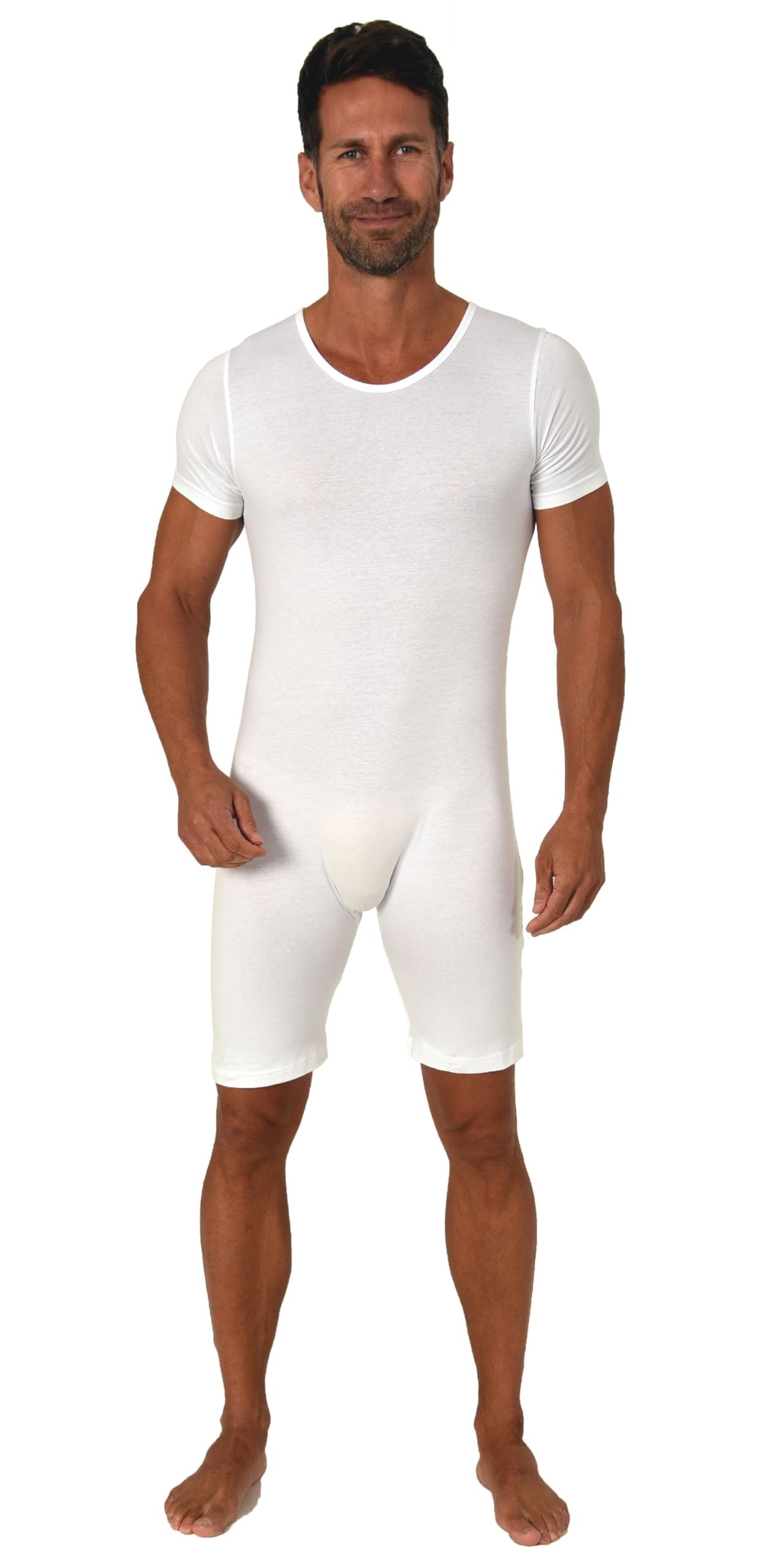Normann Care Unisex Alzheimer's Clothing Shortsleeve Bodysuit Jumpsuit Overall Onesie Zipper at Back, White, Large