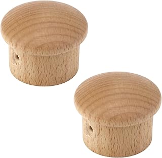 KUMGROT 2 Pcs Wood Curtain Rod Cap, Finial Screw on Curtain Rod End Caps for Bedroom Linving Room Fit for 27-29mm/1.1-1.2 Inch Inner Dia (A01)