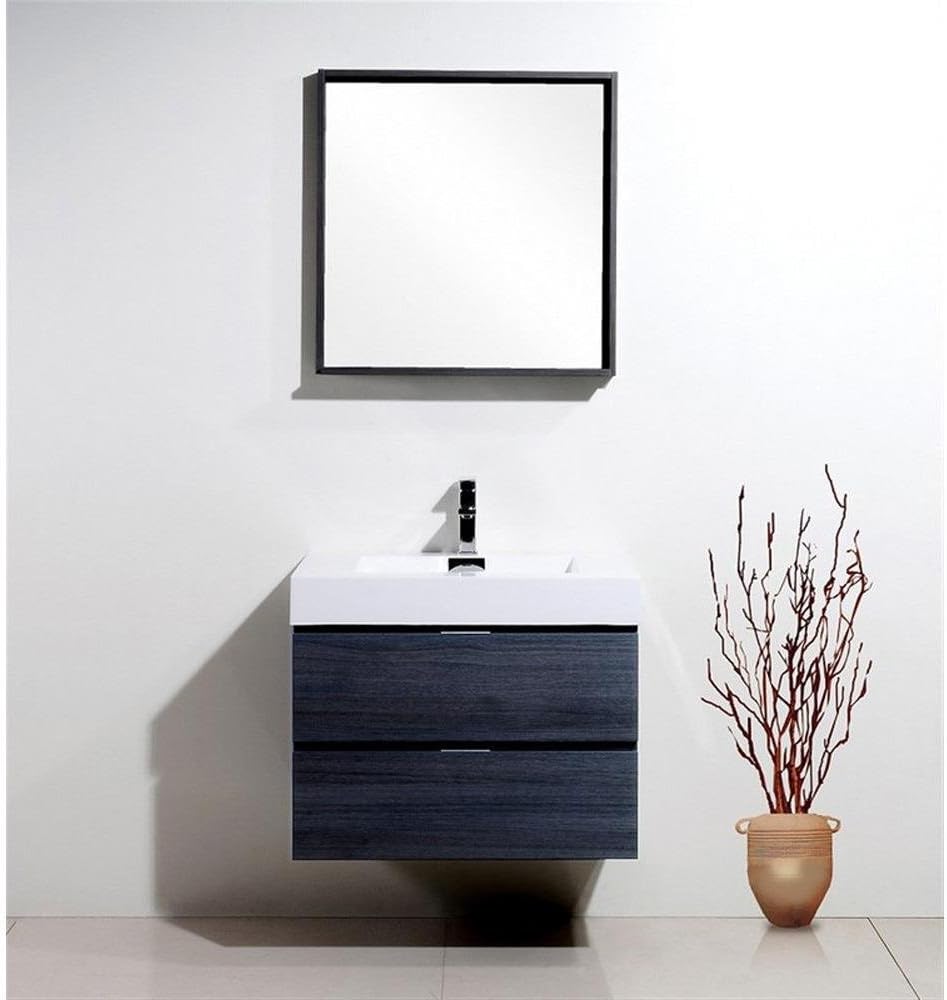 Bliss 30″ Gray Oak Wall Mount Modern Bathroom Vanity