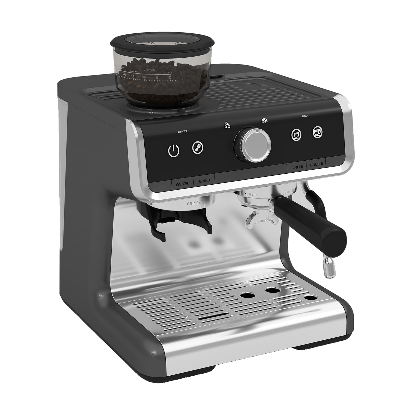 Semi-Automatic Espresso Machine with Grinder &amp; Milk Frother, 20 Bar Professional Pressure,95Oz Removable Large Water Tank, Coffee Maker for Cappuccino/Latte/Macchiato, Design for Home Barista