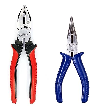 IONIX Combination & Nose Plier Combo | IONIX Tools 8-Inch Cutting Plier Tool Kit w/Combination Plier, Plier Set, Nose Pliers & More - Industrial & Plumber Hand Tools, 2 pieces