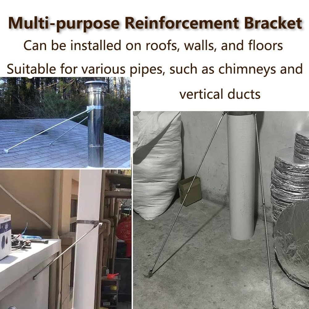 Soporte de tubo de chimenea, soportes de pared universales para estufa de leña, kit de soporte de techo de acero sólido resistente a la intemperie, solución de instalación duradera y fiable