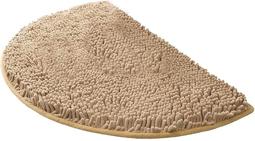 Miniatura 7 de Tapete de baño absorbente de semicírculos, de felpilla suave, grueso, antideslizante, lavable a máquina, se seca rápidamente, tapete para pies