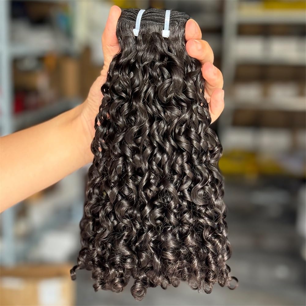 12A Double Weft Pixie Bouncy Curly Human Hair 1 Bundle Burmese Unprocessed Brazilian Raw Virgin Hair Quick Weave Extensions Natural Color Hair Extensions(12 Inch)