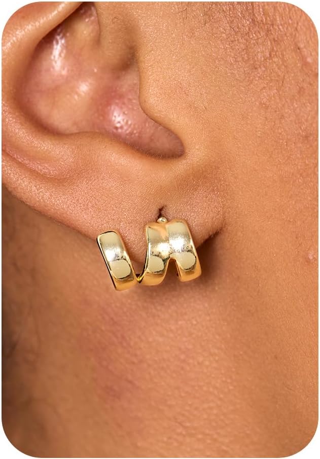 Gold Huggie Earrings for Women-14k Gold/Silver/Rose/Black Plated Heart Hoop Earrings Hypoallergenic Lightweight Hoops Gifts