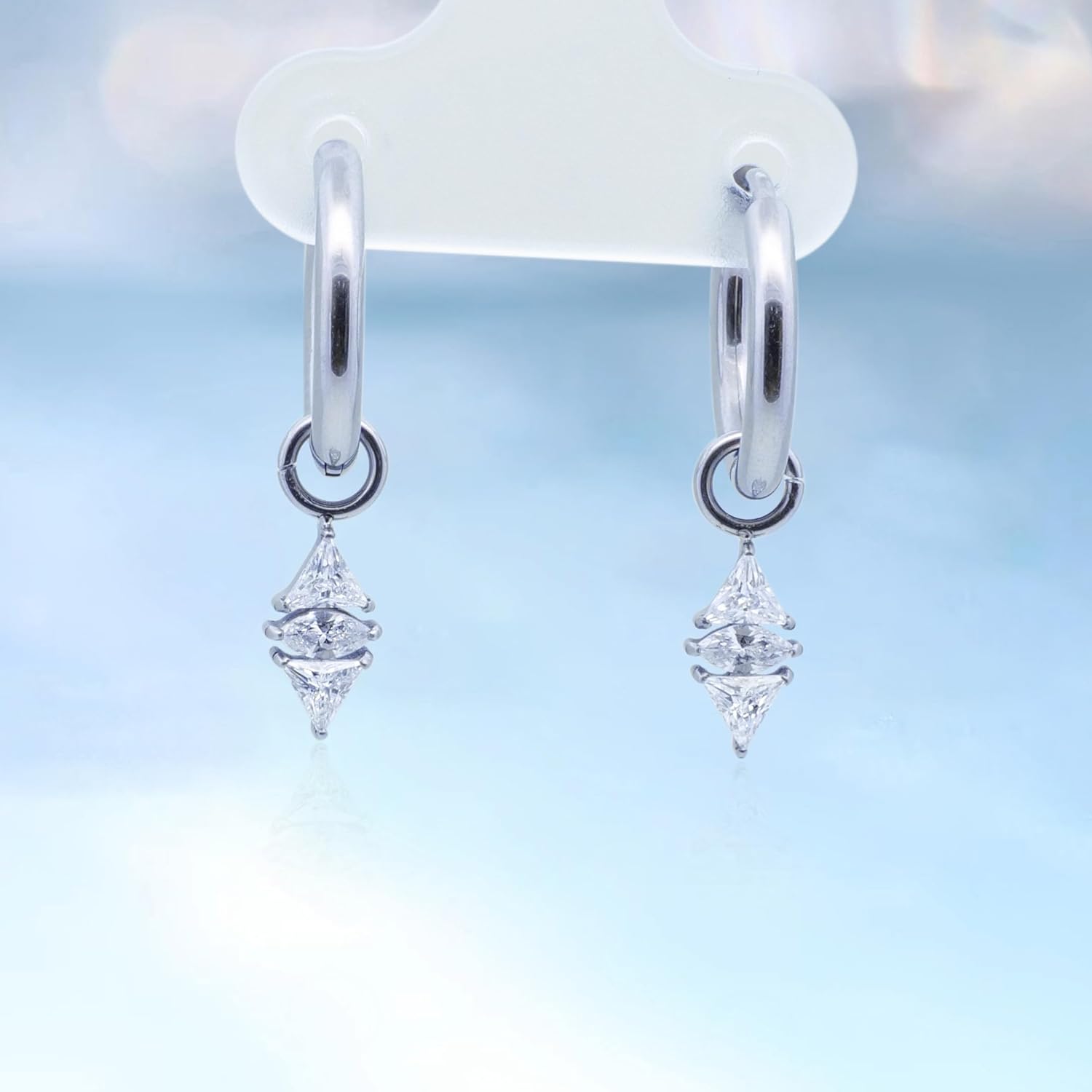 Limerencia Hypoallergenic Pure Titanium Post Lightweight Dangle Huggie Earrings for Women, Vertical Bar, Cross, Moon, Lightning, Dainty Earrings - Image 3