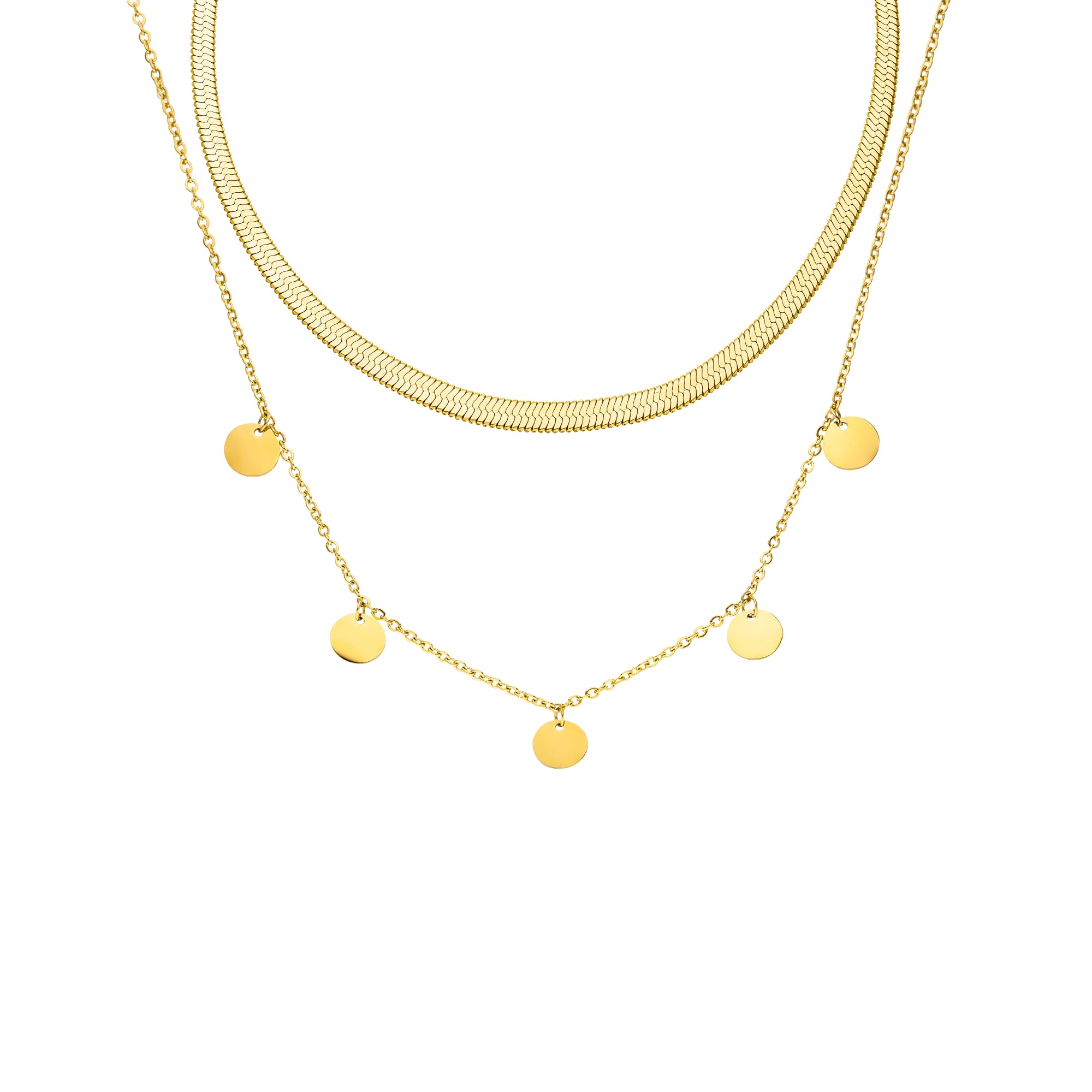 Purelei Ilalo & Kalea Ketten-Set – 2-teiliges Schmuckset mit Schlangen-Choker und Coin-Kette – Edelstahl, wasserfest, verstellbare Längen 35–45 cm – Gold/Silber/Roségold