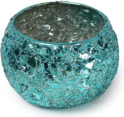 Etroves 2.2 Inch Mosaic Glass Tealight Candle Holder Round Bowl Night Light Holders Handmade For Home Decor/Party Decorations (Green Set Of 2) #TOP2
