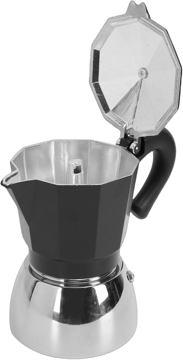 Stovetop Coffee Maker 300ml Unique Octagonal Design Stable Heating Even Distribution Espresso Machine Induction Compatible Italian Coffee Pot with Aluminum for Home Kitchen