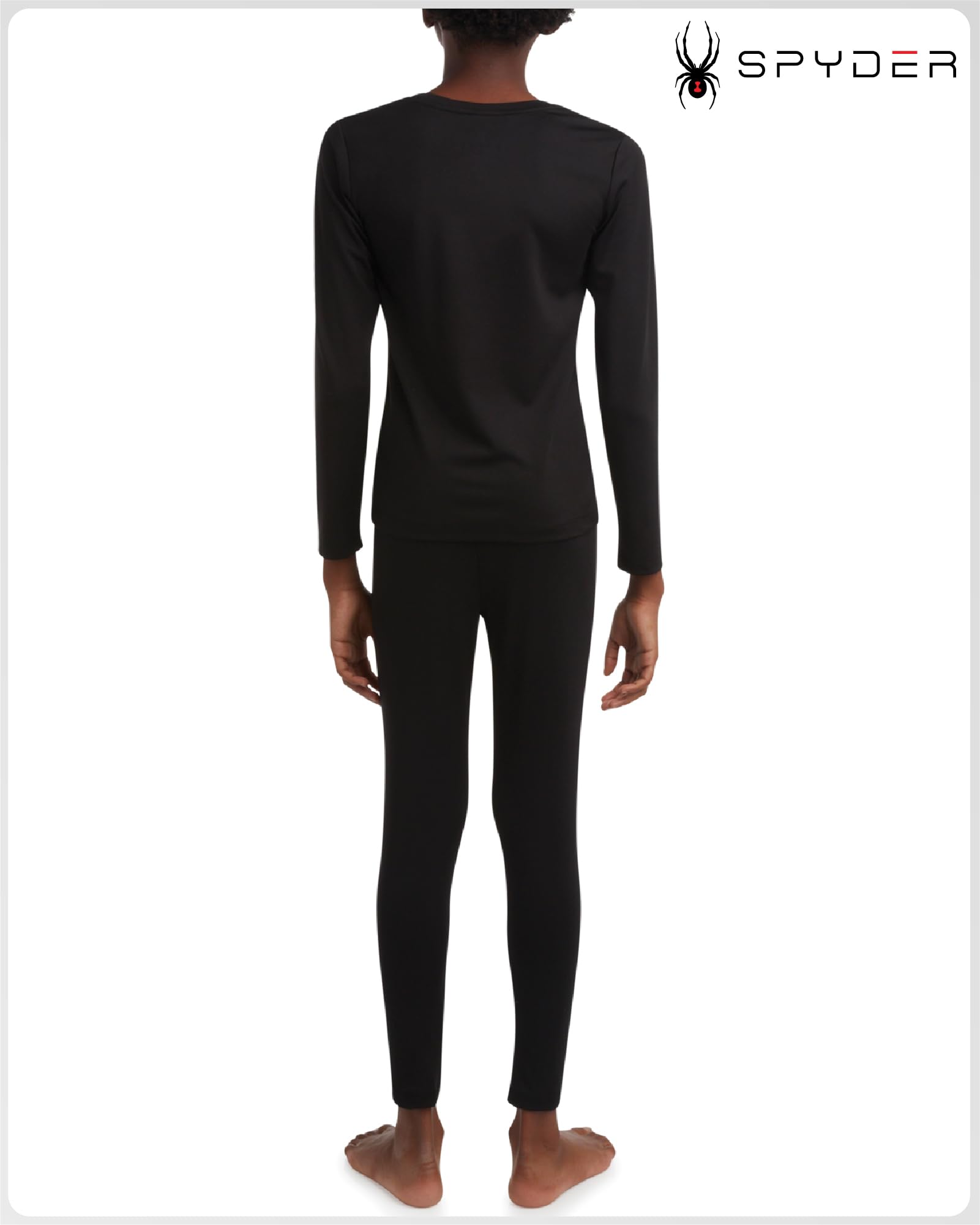 Spyder Conjunto de ropa interior térmica para niños, 2 piezas, capa base aislante que absorbe la humedad, pantalones largos transpirables para niños y niñas | Capa base elástica suave, cálida y transpirable para niños y niñas en días fríos de invierno
